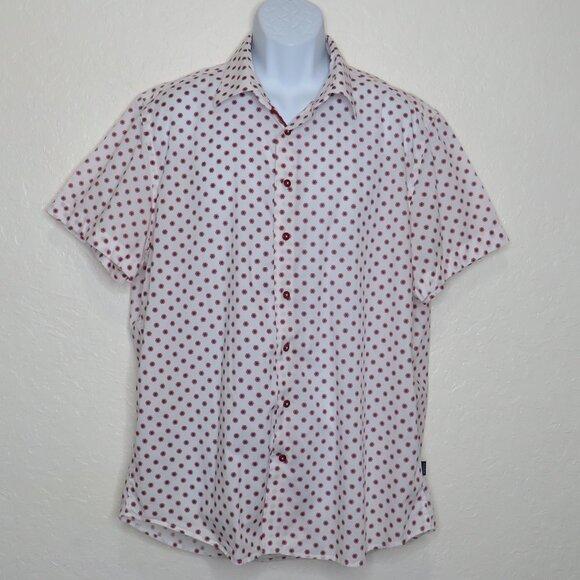 Stone Rose* Men's Short Sleeve Button Down Curved Hem BOHO Design Shirt~ XXL - Picture 1 of 11